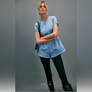 NWT Free People Charlotte Romper in Light Fade Wash - size XS